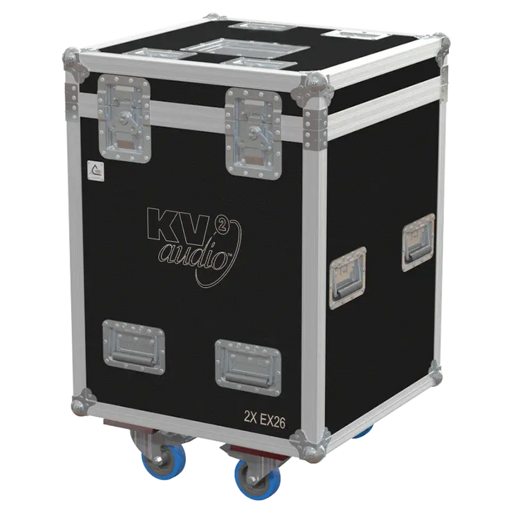 Front view of the professional flight case for 2x KV2 Audio EX26 speakers by ALP Flight Cases