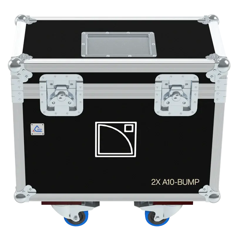 Front view of the professional flight case for 2x L'Acoustics A10 BUMP rigging frames by ALP Flight Cases