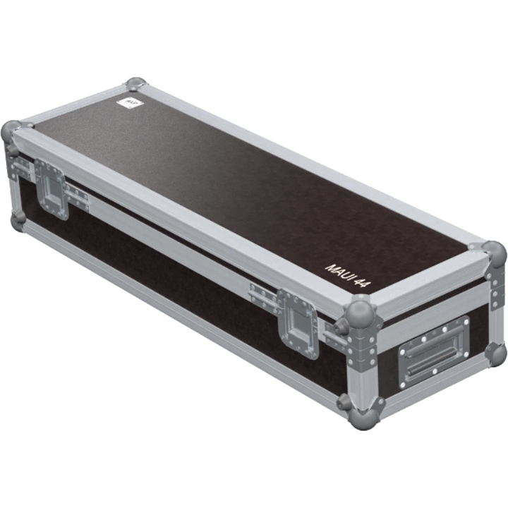 Rear view of the road case for 2x LD Systems MAUI 44 showing heavy-duty hardware and 10mm birch plywood construction