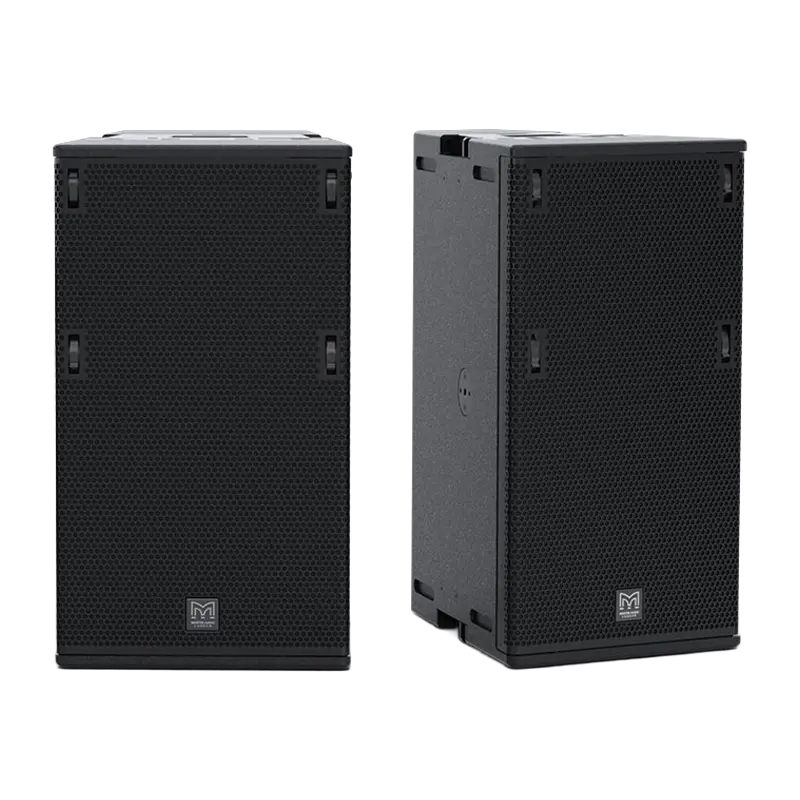 Flight case open showing two Martin Audio Torus T1215 speakers securely nested in custom CNC foam inserts