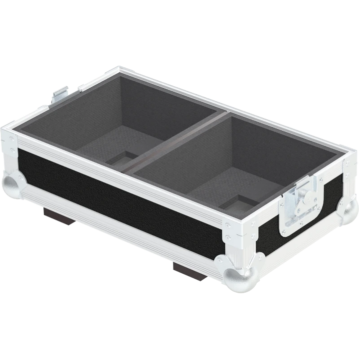 Empty interior of the flight case for 2x Meyer Sound Ultra-X20 showing precision CNC-cut foam for high-density audio protection