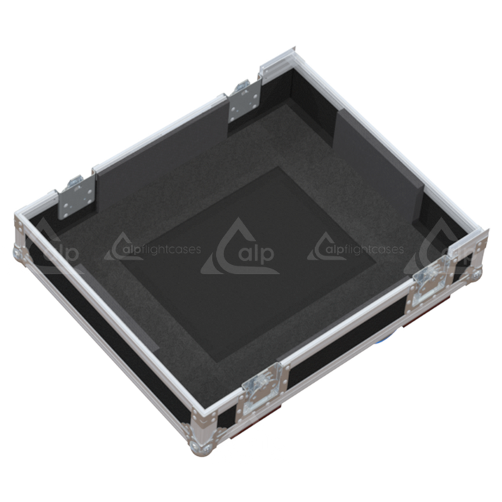 Empty interior of the flight case for 2x NEXO L15 showing precision CNC-cut foam for high-density audio protection