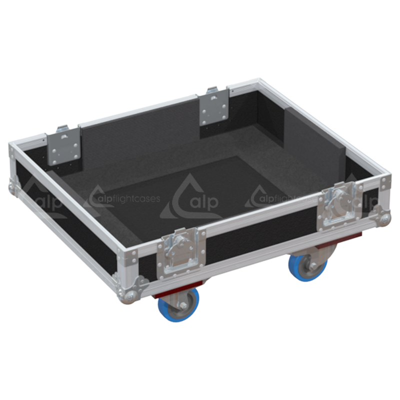 Empty interior of the flight case for 2x NEXO L15 showing precision CNC-cut foam for high-density audio protection
