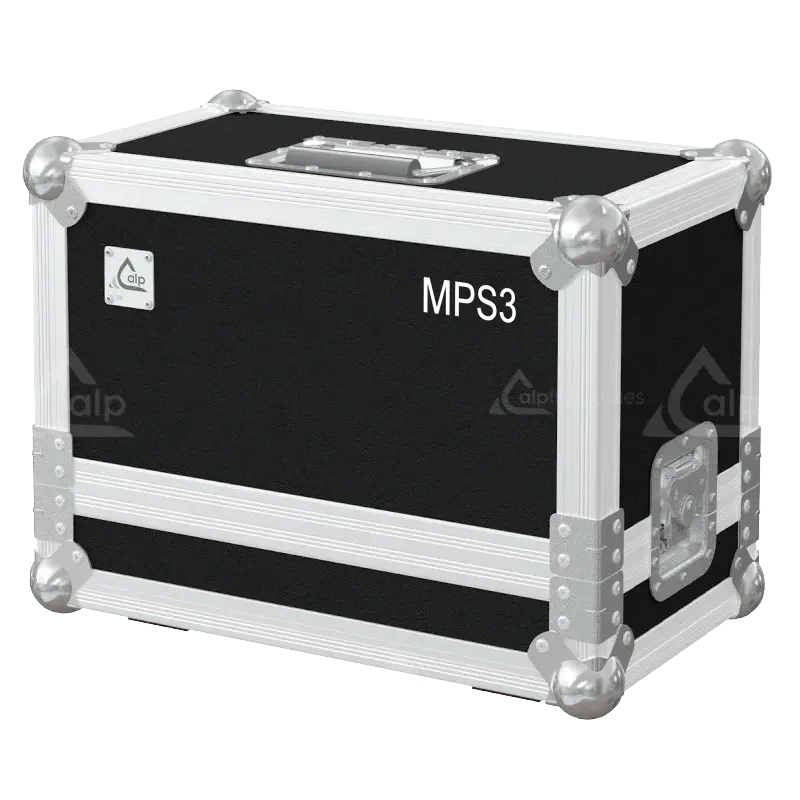Front view of the professional flight case for 2x Yamaha MSP3 studio monitors by ALP Flight Cases