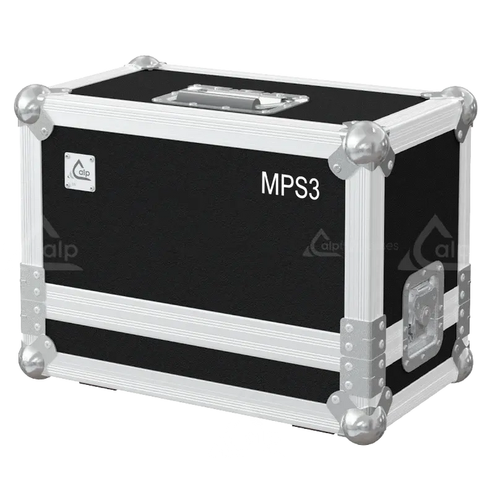 Front view of the professional flight case for 2x Yamaha MSP3 studio monitors by ALP Flight Cases