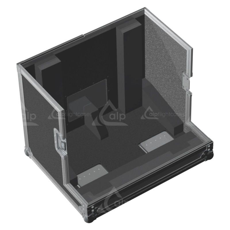 Empty interior of the flight case for 3x NEXO GEO M10 V2 showing precision CNC-cut foam and rigging clearance-1
