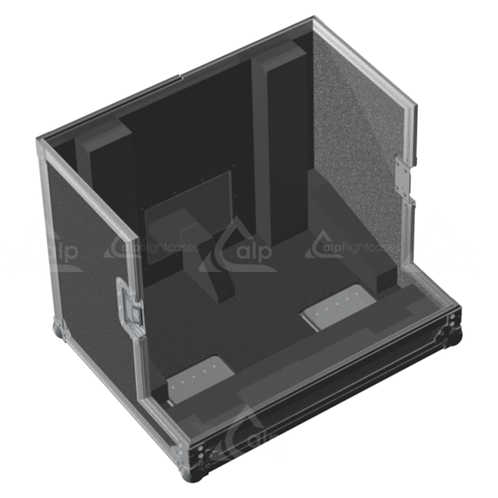 Empty interior of the flight case for 3x NEXO GEO M10 V2 showing precision CNC-cut foam and rigging clearance-1