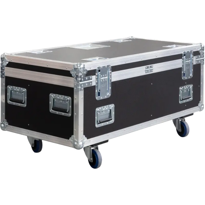 Rear view of the Innled T4x case showing the 10mm birch plywood and integrated Powercon charging input