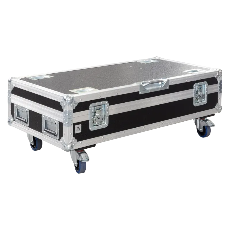 Front view of the professional quad touring flight case for 4x K&M 26735 speaker stands by ALP Flight Cases