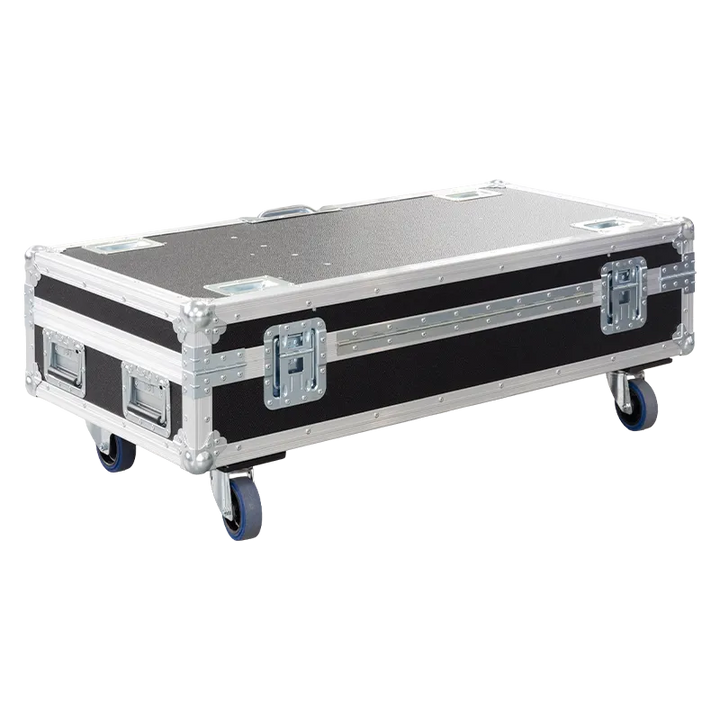 Rear view of the road case for 4x K&M 26735 showing heavy-duty hardware and 10mm birch plywood