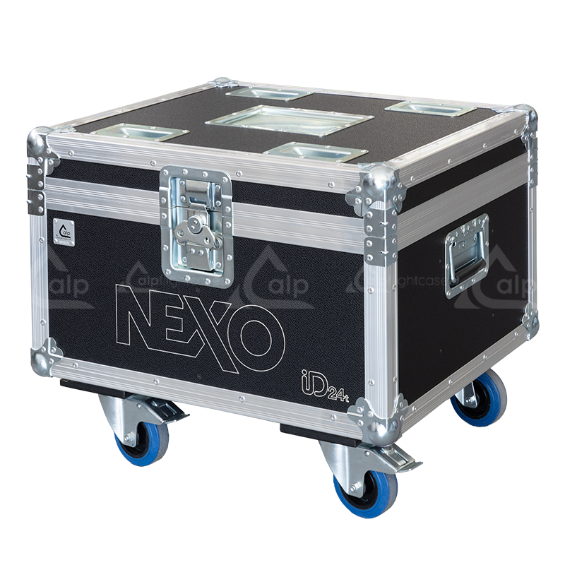 Front view of the professional quad touring flight case for 4x NEXO ID24 speakers by ALP Flight Cases