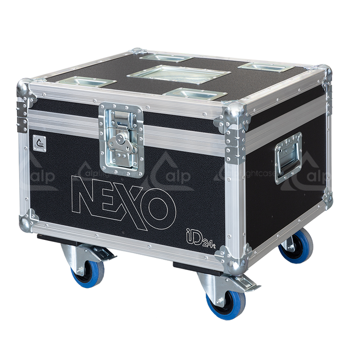 Front view of the professional quad touring flight case for 4x NEXO ID24 speakers by ALP Flight Cases