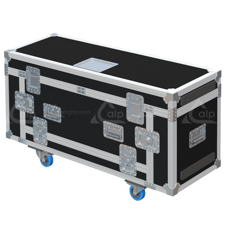 Rear view of the road case for NEXO ID S110 SMOS showing heavy-duty hardware and 10mm birch plywood construction