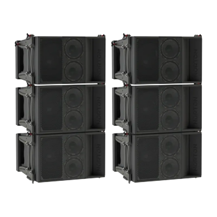Flight case open showing six Norton Audio ALS1 modules securely nested in custom CNC foam dividers