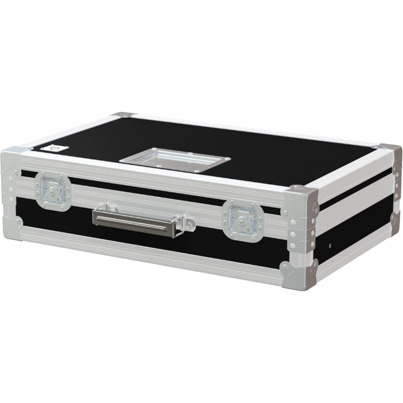 Front view of custom flight case for 8 HYT CH10L19 radios with professional protective construction