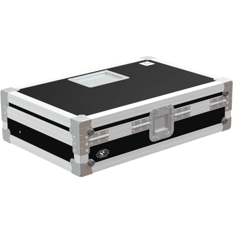 Rear view of road case for 8 HYT CH10L19 radios showing reinforced hardware and birch plywood construction