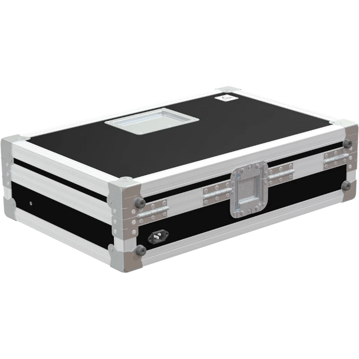 Rear view of road case for 8 HYT CH10L19 radios showing reinforced hardware and birch plywood construction