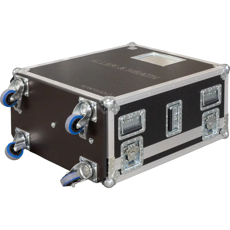 Bottomview of the road case for Allen & Heath Avantis Solo showing doghouse cable management and 10mm plywood