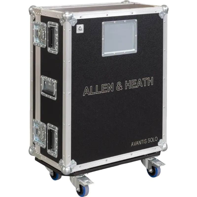 Front view of the professional touring flight case for Allen & Heath Avantis Solo digital mixing console by ALP Flight Cases