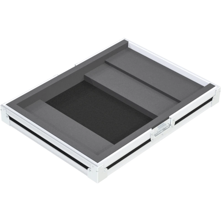 Empty interior of the flight case for Allen & Heath Xone 92 showing precision CNC-cut foam for fader and filter protection