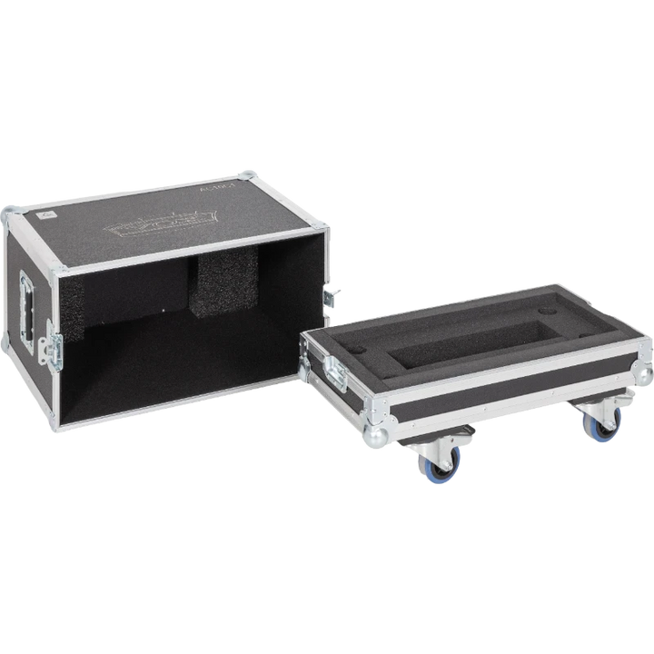 Professional amplifier case open showing the VOX AC10C1 secured by custom Plastazote LD29 foam