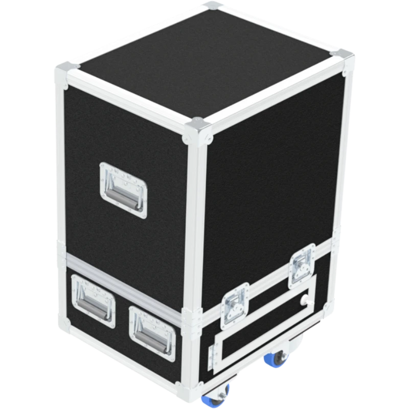 Rear view of the Cryolipo 360 case showing the 10mm birch plywood and industrial hinges