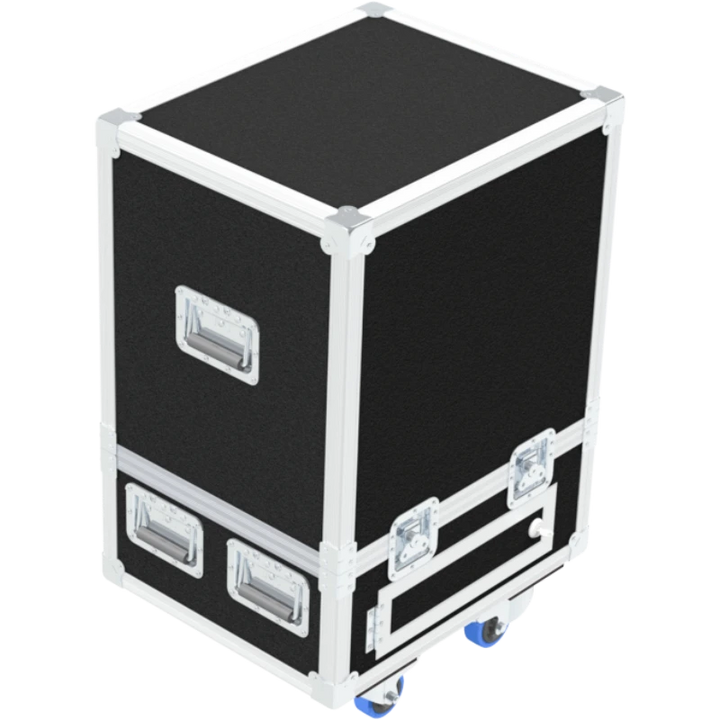 Rear view of the Cryolipo 360 case showing the 10mm birch plywood and industrial hinges