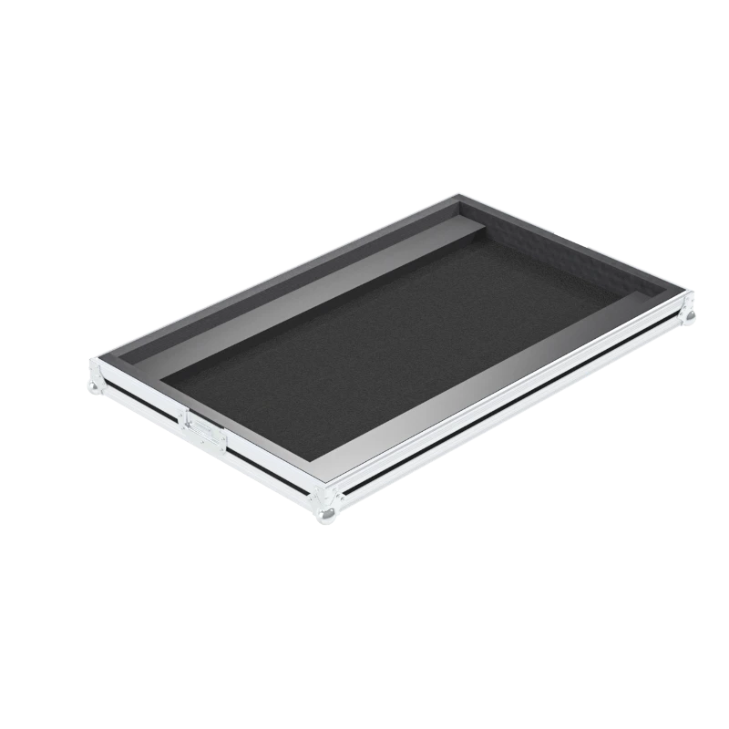 Empty interior of the flight case for Denon DJ MCX8000 showing precision CNC-cut foam for dual screen protection