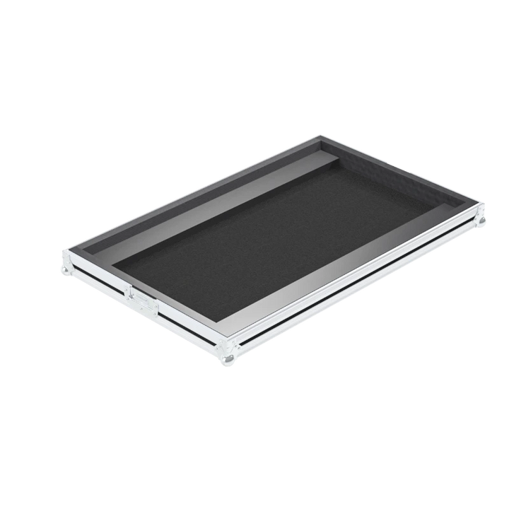 Empty interior of the flight case for Denon DJ MCX8000 showing precision CNC-cut foam for dual screen protection