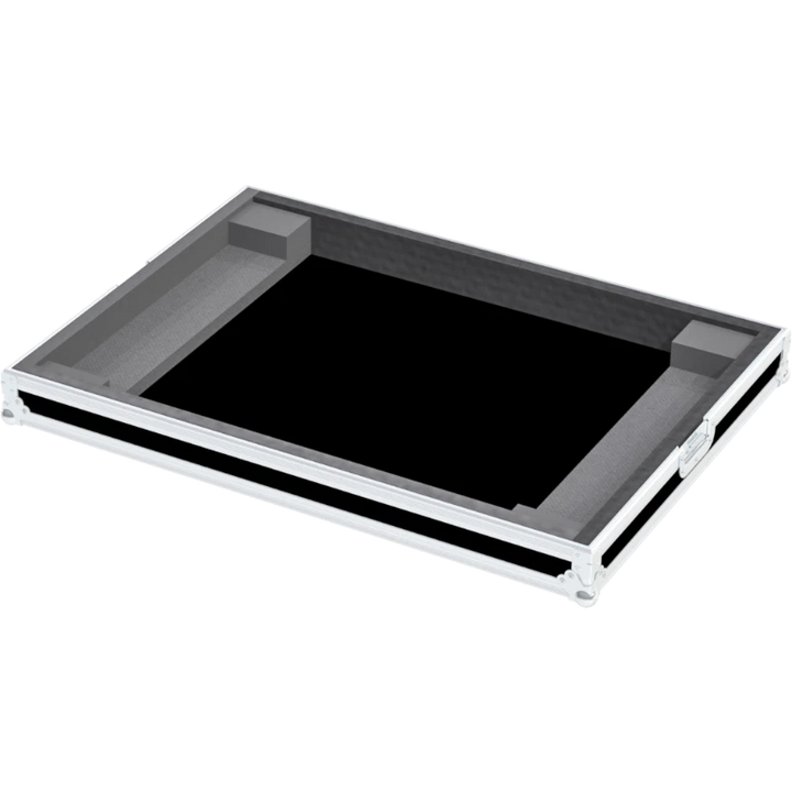 Empty interior of the flight case for Denon DJ Prime 4 showing precision CNC-cut foam for adjustable screen protection