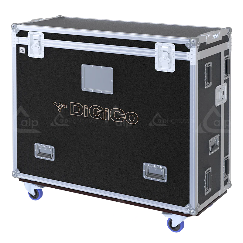 Front view of the professional flight case for DiGiCo S10 digital mixing console by ALP Flight Cases