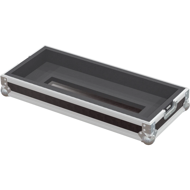 Empty interior of the Fender amp case highlighting the custom protective lining and cabinet support