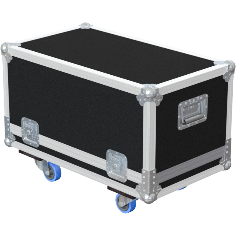 Rear view of the GSD GP900Q case showing the 10mm birch plywood and industrial hinges