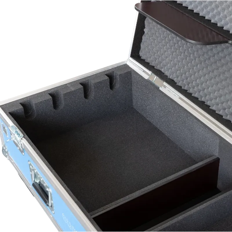 Close-up of the medium butterfly catches, 100mm castors, and recessed handles on the ALP hardware series
