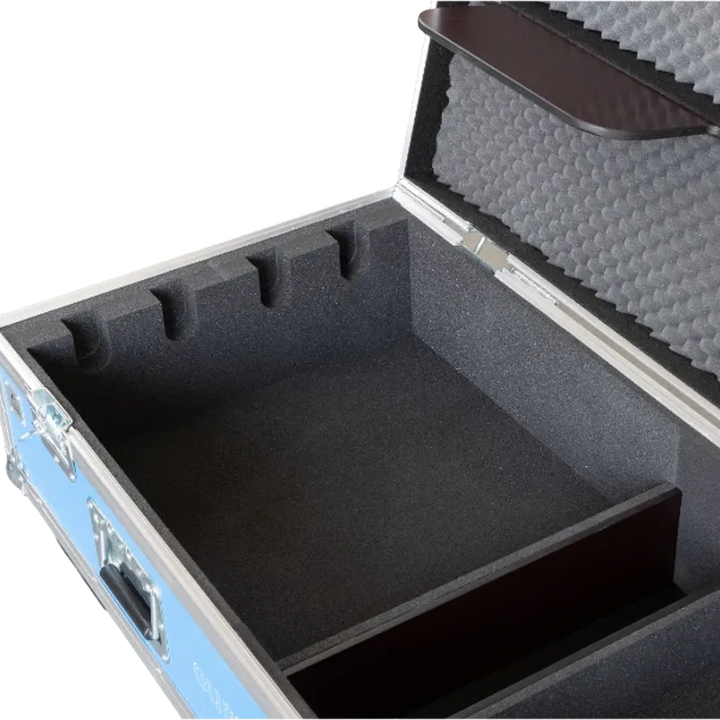 Close-up of the medium butterfly catches, 100mm castors, and recessed handles on the ALP hardware series