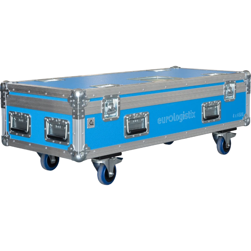 Front view of the professional touring flight case for 4x K&M tripods by ALP Flight Cases