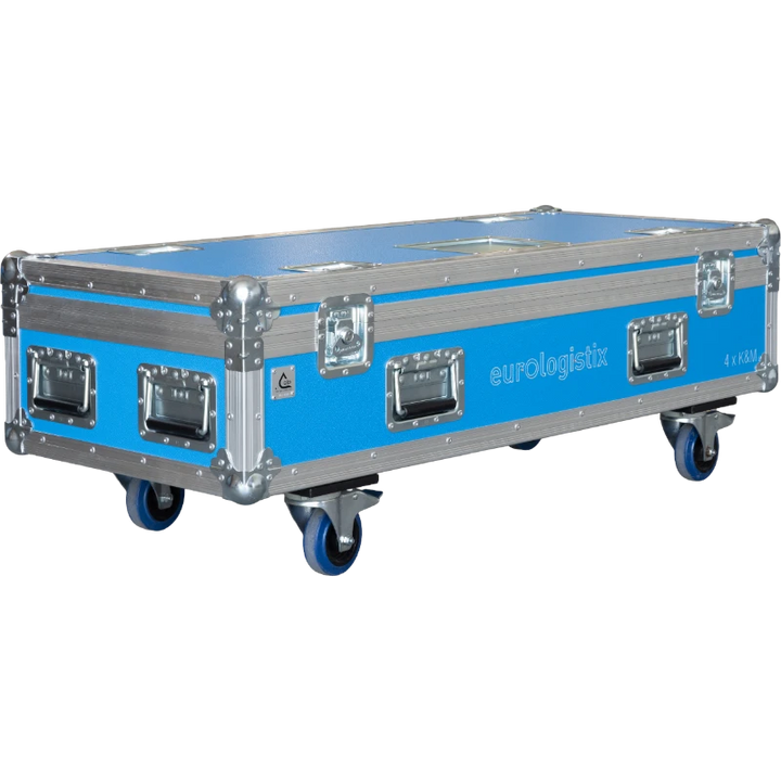 Front view of the professional touring flight case for 4x K&M tripods by ALP Flight Cases