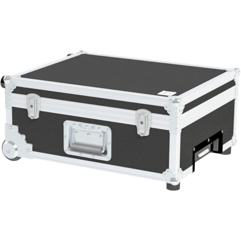 Front view of the professional Multicase PRO 530x420x110+50mm with integrated trolley by ALP Flight Cases
