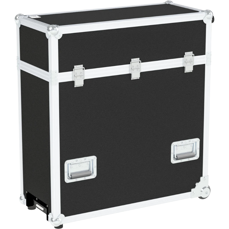 Rear view of the vertical Multicase PRO showing the 10mm birch plywood and trolley system