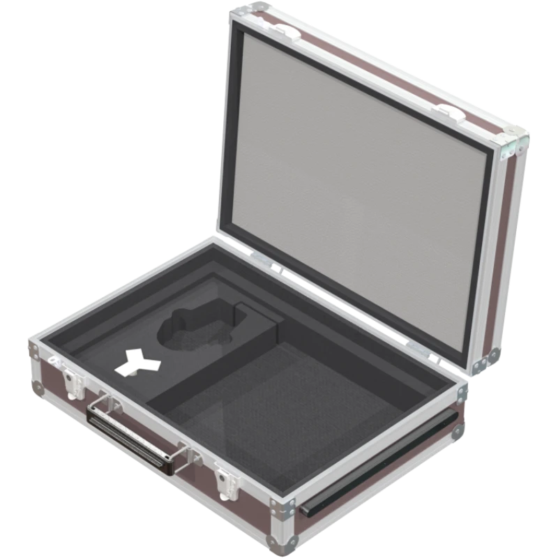 Multicase PRO open showing a 360mm professional laptop secured by high-density protective foam