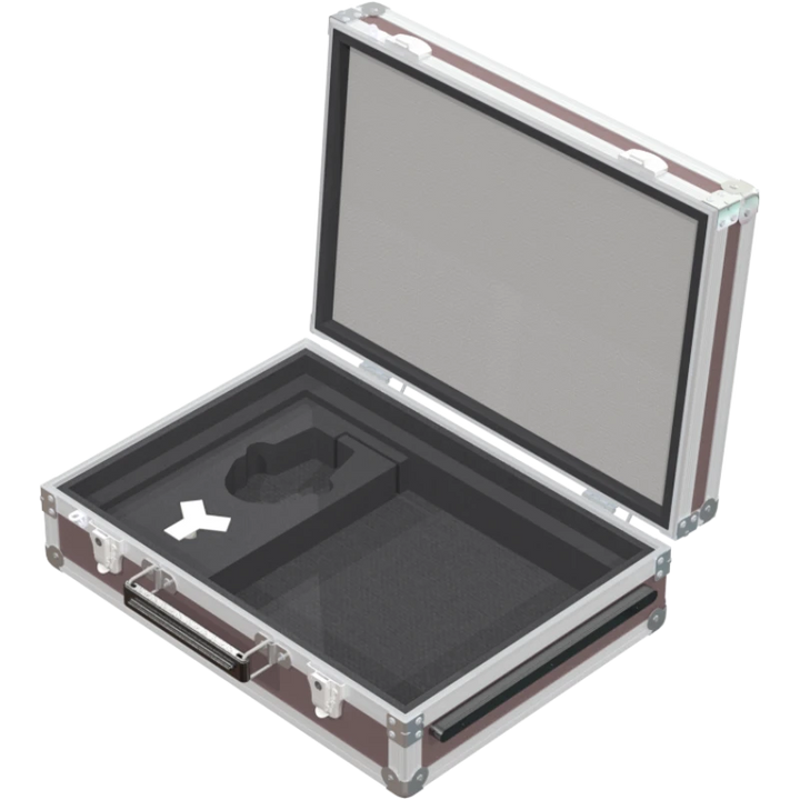 Multicase PRO open showing a 360mm professional laptop secured by high-density protective foam