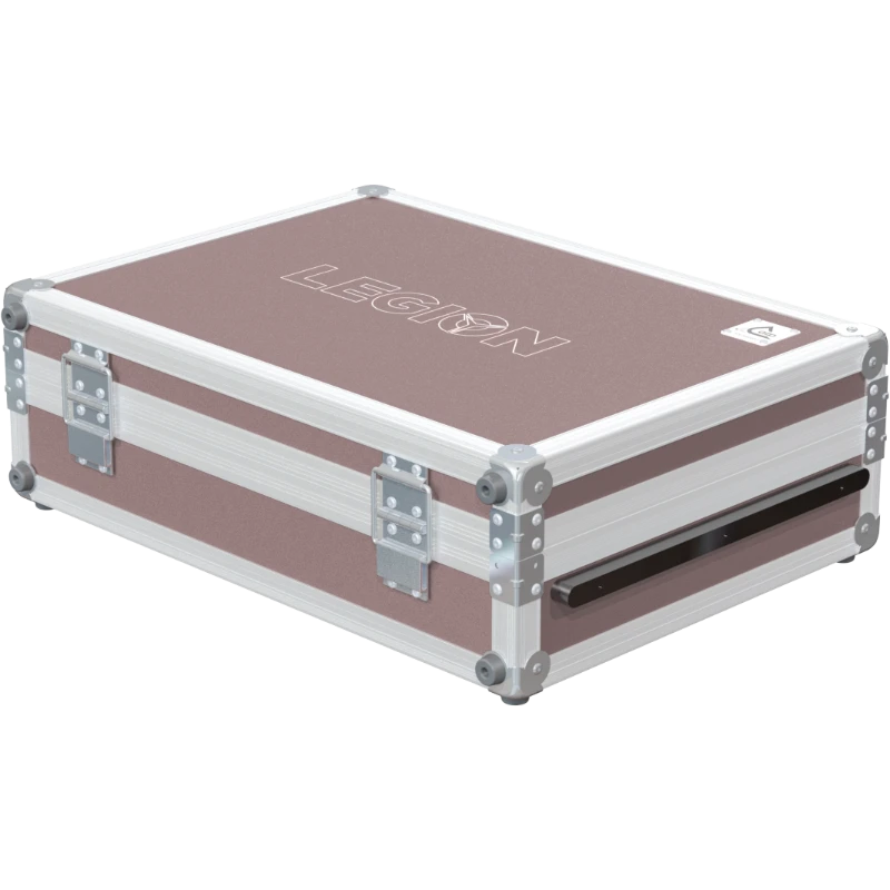 Rear view of the compact laptop flight case showing the 10mm birch plywood and industrial build