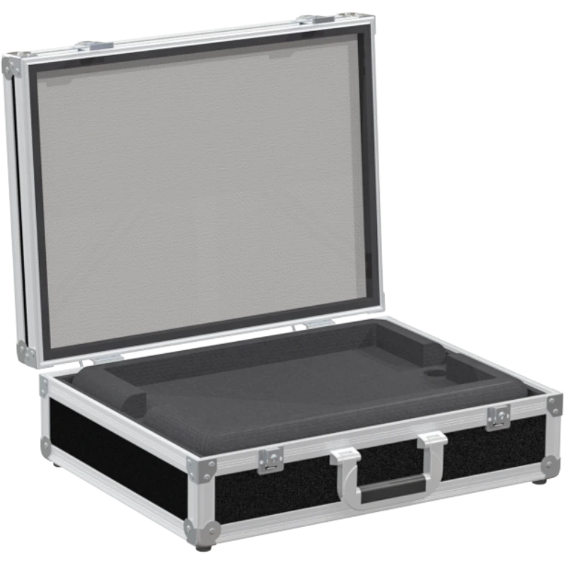 Empty interior of the laptop case highlighting the accessory compartment for charger and cables