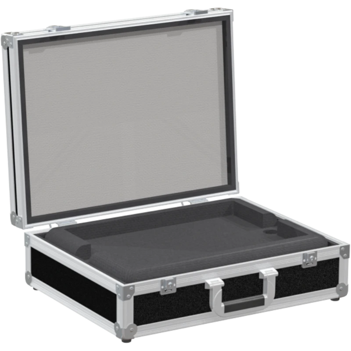 Empty interior of the laptop case highlighting the accessory compartment for charger and cables
