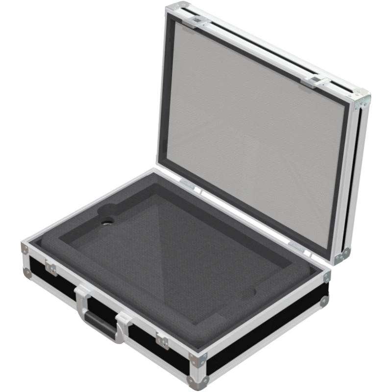 Multicase PRO open showing a 390mm professional laptop secured by high-density protective foam