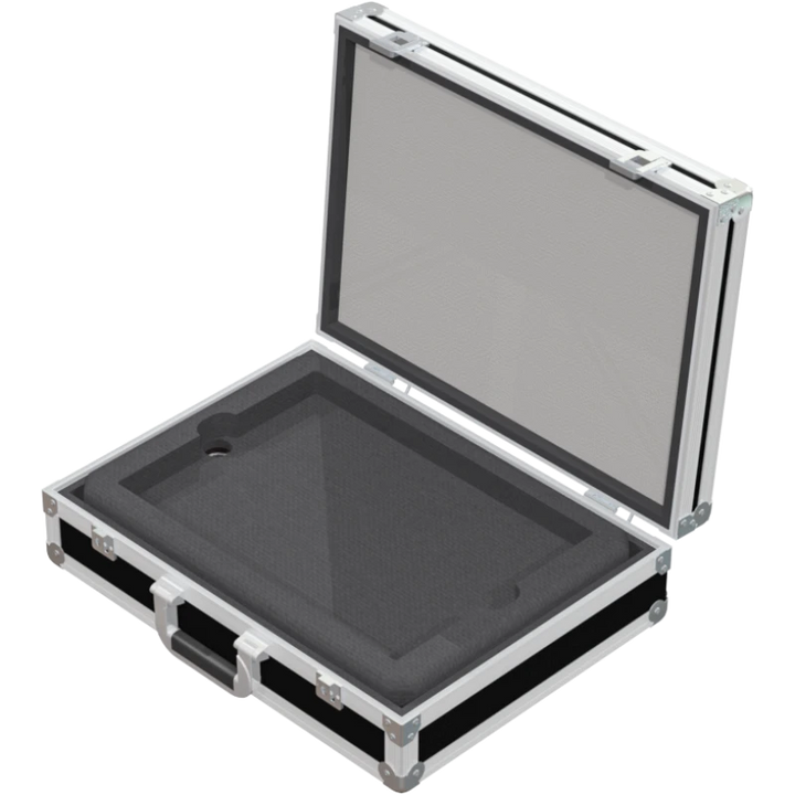 Multicase PRO open showing a 390mm professional laptop secured by high-density protective foam