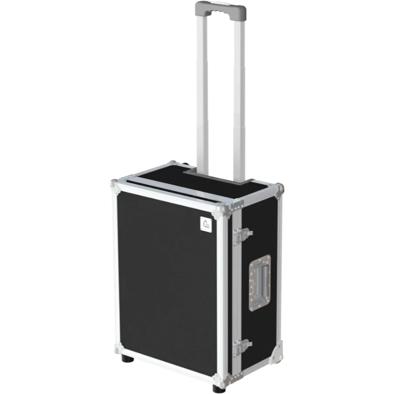 Front view of the professional Multicase PRO 520x400x150mm with integrated trolley by ALP Flight Cases