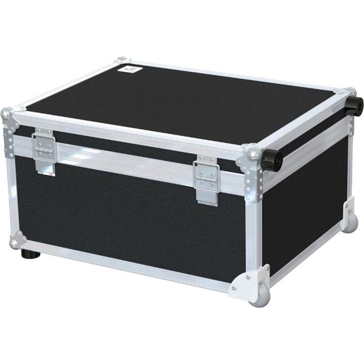 Rear view of the Multicase PRO trolley showing the telescopic handle and 10mm birch plywood