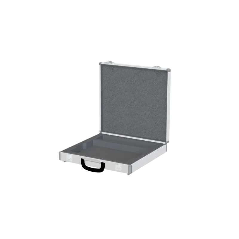 Empty interior of the N-CASE1 flight case showing 400x350mm dimensions and custom protective foam