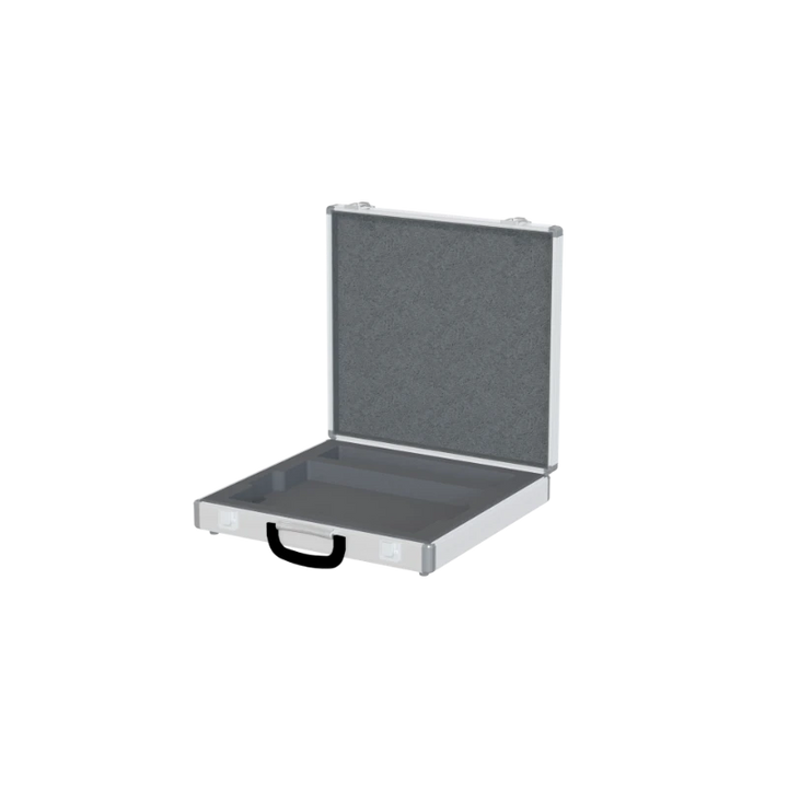 Empty interior of the N-CASE1 flight case showing 400x350mm dimensions and custom protective foam